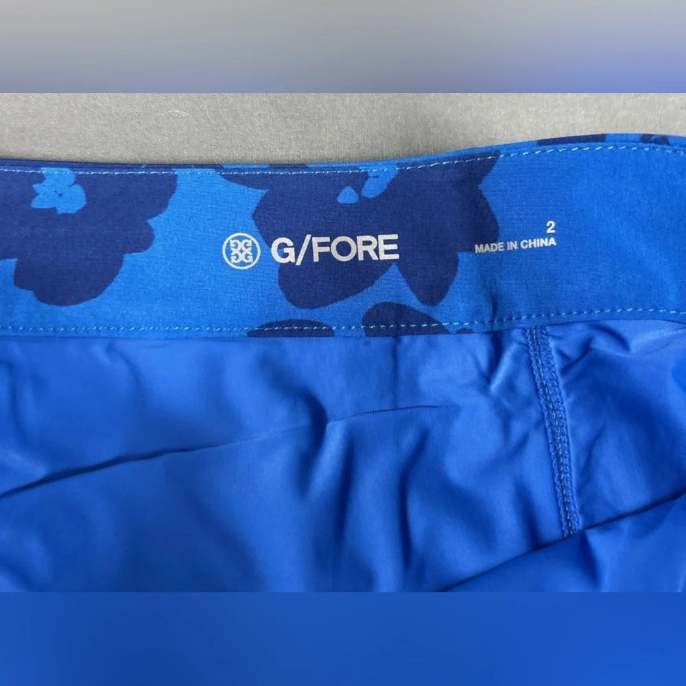 G/FORE G4 Womens Golf Skort Tonal Floral Print 2 Surf Blue Polyester Spandex - Picture 5 of 7